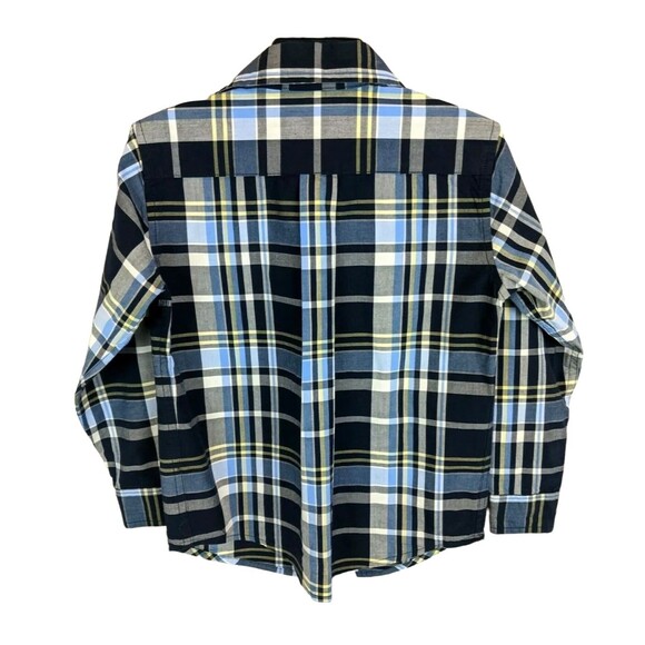 Janie & Jack Shirt  Boys Size 4  Navy Plaid Button Down Long Sleeve - Picture 3 of 3